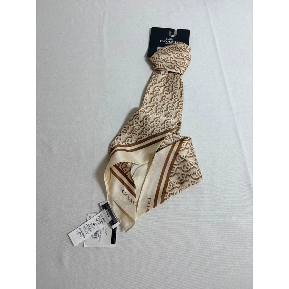 Coach CCH STK Logo Print Silk Square Scarf 33.5